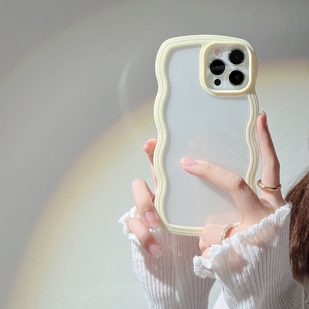 Wave Border Mobile Phone Case Solid Color Simple Candy Color Wave Border Mobile Phone Case Solid Color Simple Candy Color